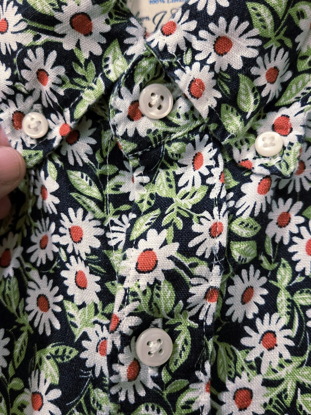 J. Crew Daisy Floral Print Short Sleeve Linen Shirt Men's Slim M